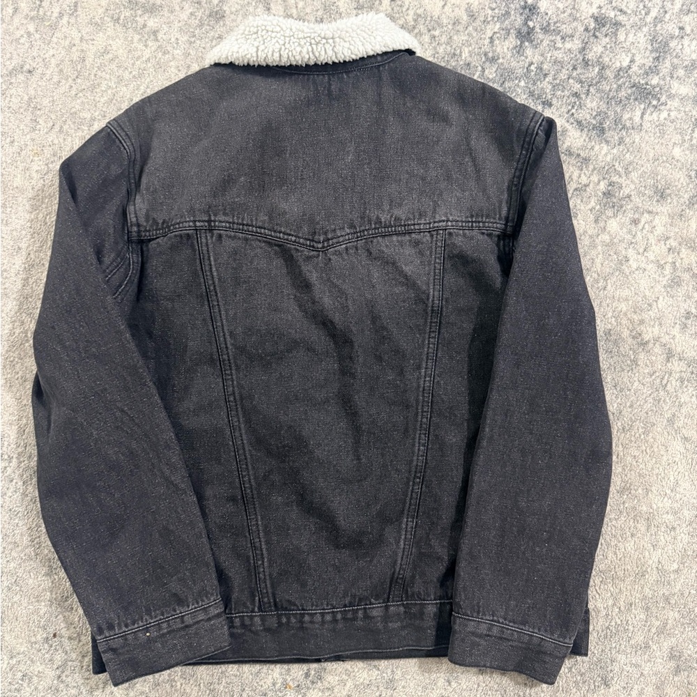 SilverTab Levi’s Jeans Black Denim‎ Jacket with White Sherpa Collar - Picture 4 of 7